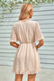 Swiss Dot Frill Trim Puff Sleeve Surplice Dress