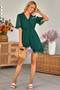 Swiss Dot Frill Trim Puff Sleeve Surplice Dress