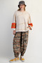 Color Mix Embroidered Washed Pullover​