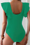 Ruffle Sleeves Deep V Neck Cross Lace Swimsuit