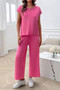 Two Pieces Short Sleeve Outfit Pullover Wide Leg Set
