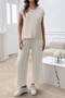 Two Pieces Short Sleeve Outfit Pullover Wide Leg Set