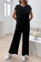 Two Pieces Short Sleeve Outfit Pullover Wide Leg Set