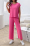 Two Pieces Short Sleeve Outfit Pullover Wide Leg Set