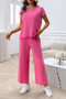 Two Pieces Short Sleeve Outfit Pullover Wide Leg Set