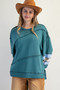 Color Mix Embroidered Washed Pullover​​