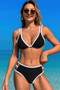 Two Pieces Color Block Cut Out Back Knot Bikini