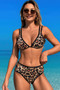 Two Pieces Color Block Cut Out Back Knot Bikini