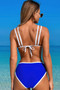 Two Pieces Color Block Cut Out Back Knot Bikini