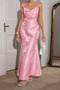 Solid Floral Jacquard Satin Prom Full Dress