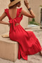 Sleeveless Ruffle Cross Open Back Knot Fit Dress​