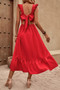 Sleeveless Ruffle Cross Open Back Knot Fit Dress​