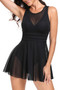 Solid Color Block Sleeveless Fit Ruffle Swimsuits