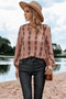 Graphic Print Strip Loose Fit V Neck Blouse​