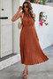 Sleeveless Dot Print Cross Fit Pleated Dress