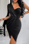 One Shoulder Cross Bodycon Dress