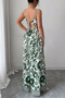 Floral Print High Waist Split Wide Leg Fit Jumpsuit