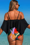Ruffle Top High Waisted Bottom Tankini Swimsuit