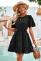 Cross Cut Out Fit Elastic Waist Ruffle Dress