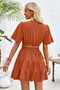 Cross Cut Out Fit Elastic Waist Ruffle Dress