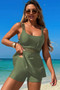 Square Neck Bottom Mesh Two Piece Swimsuit