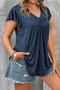 Plus Solid V Neck Ruffle Ruched Fit Top