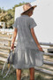 Short Sleeve Plaid Button Midi Dress