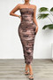 Off Shoulder Allover Print Pleated Bodycon Dress