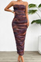 Off Shoulder Allover Print Pleated Bodycon Dress