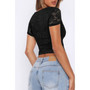 Solid Color Block V Neck Lace Trim Fit Shirt​