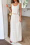 Solid Two Piece Strappy Maxi Skirt Crop Top Set