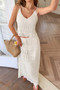Solid Two Piece Strappy Maxi Skirt Crop Top Set