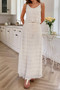 Solid Two Piece Strappy Maxi Skirt Crop Top Set