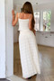 Solid Two Piece Strappy Maxi Skirt Crop Top Set