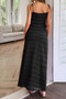 Solid Two Piece Strappy Maxi Skirt Crop Top Set