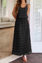 Solid Two Piece Strappy Maxi Skirt Crop Top Set