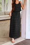 Solid Two Piece Strappy Maxi Skirt Crop Top Set