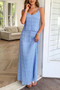 Solid Two Piece Strappy Maxi Skirt Crop Top Set