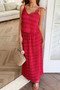 Solid Two Piece Strappy Maxi Skirt Crop Top Set
