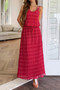 Solid Two Piece Strappy Maxi Skirt Crop Top Set