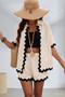 Color Block Two Pieces Button Blouse Sets