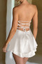 Solid Backless Lace Up Tube Fit Mini Dress