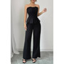 Off Shoulder Back Hide Zipper Pleated Fit Jumpsuit​