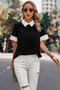 Peter Pan Ruffle Short Sleeves Blouse