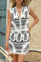 Two Piece Boho Print Sleeveless Button Lace Trim Set