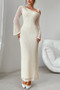 Solid Off Shoulder Bodycon Long Sleeve Dress