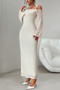Solid Off Shoulder Bodycon Long Sleeve Dress