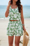 Allover Print Sleeveless Square Neck Elastic Sets​