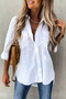 Solid Button Up Pockets Long Sleeves Blouse