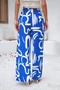 Allover Print Pockets Elastic Band Belt Pant